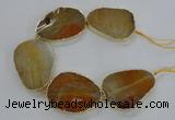 CNG1620 8 inches 35*50mm - 45*55mm freeform agate beads with brass setting