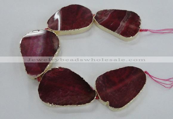 CNG1621 8 inches 35*50mm - 45*55mm freeform agate beads with brass setting