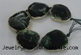 CNG1626 8 inches 40*45mm - 45*50mm freeform agate beads with brass setting