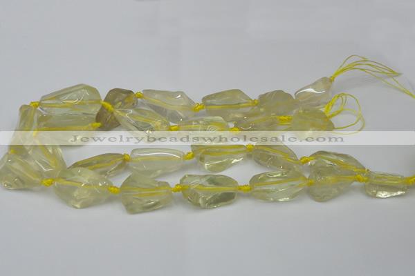 CNG1702 15.5 inches 15*20mm - 18*35mm nuggets lemon quartz beads