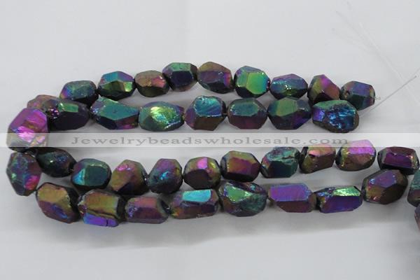 CNG1799 13*18mm - 15*20mm faceted nuggets plated quartz beads