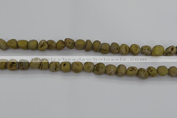 CNG2011 15.5 inches 8*10mm - 10*14mm nuggets plated druzy agate beads