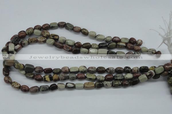 CNG202 15.5 inches 8*13mm nuggets leopard skin jasper beads