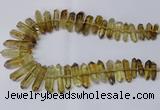 CNG2153 15.5 inches 8*25mm - 10*40mm faceted nuggets lemon quartz beads