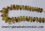 CNG2154 15.5 inches 10*25mm - 15*40mm faceted nuggets lemon quartz beads