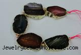 CNG2175 8 inches 30*40mm - 35*45mm freeform agate beads with brass setting