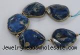 CNG2182 8 inches 40*45mm - 45*50mm freeform agate beads with brass setting