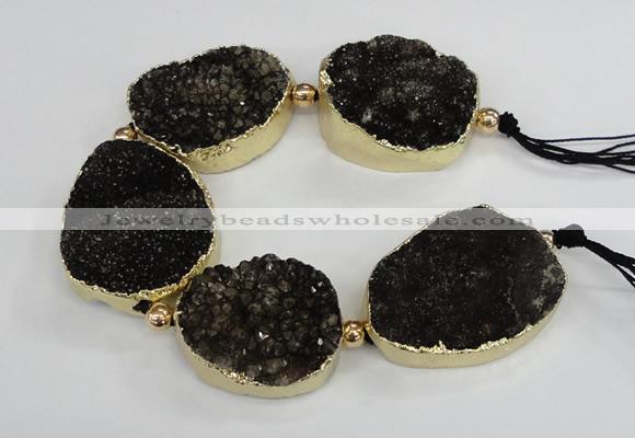 CNG2380 7.5 inches 25*30mm - 30*35mm freeform druzy agate beads