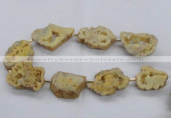 CNG2491 15.5 inches 30*40mm - 40*50mm freeform plated druzy agate beads