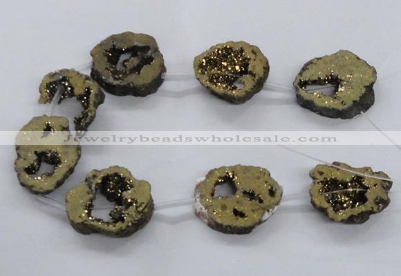 CNG2501 15.5 inches 30*40mm - 40*50mm freeform plated druzy agate beads