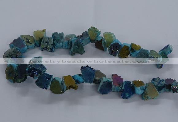 CNG2589 15.5 inches 13*18mm - 15*25mm nuggets plated druzy agate beads