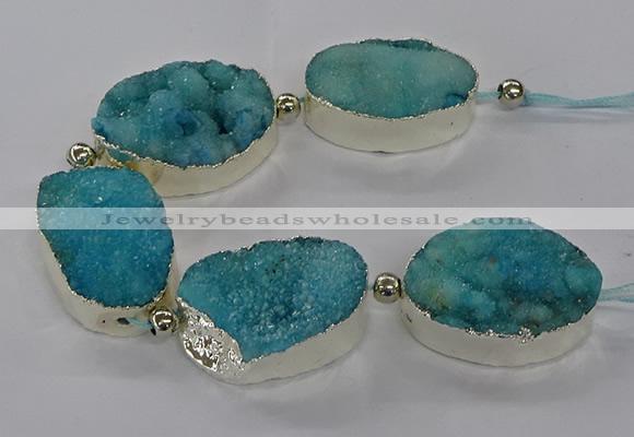 CNG2600 7.5 inches 25*35mm - 30*40mm freeform druzy agate beads