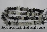 CNG2716 10*14mm - 13*18mm faceted nuggets black rutilated quartz beads