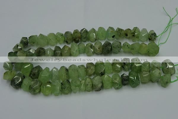 CNG2719 10*14mm - 13*18mm faceted nuggets green rutilated quartz beads