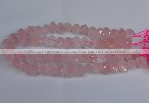 CNG2827 15.5 inches 10*14mm - 13*18mm faceted nuggets rose quartz beads