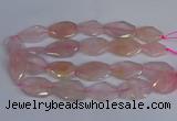 CNG2839 20*30mm - 22*35mm twisted & faceted freeform rose quartz beads