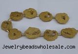 CNG2892 15.5 inches 25*30mm - 30*35mm freeform plated druzy agate beads