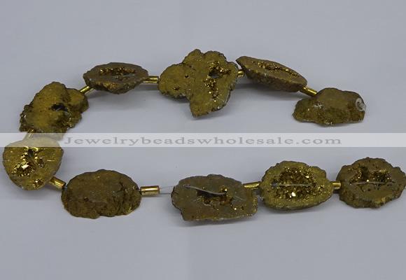 CNG2893 15.5 inches 25*30mm - 30*35mm freeform plated druzy agate beads