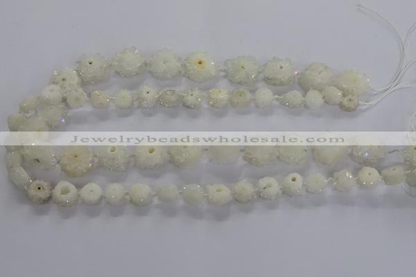 CNG2934 15.5 inches 8*10mm - 15*18mm freeform plated druzy agate beads