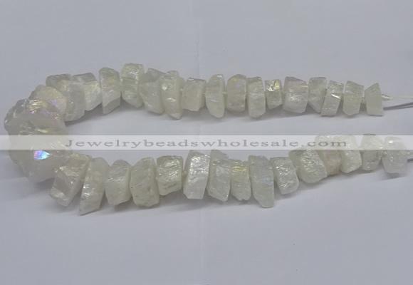 CNG2940 15.5 inches 10*15mm - 20*30mm nuggets plated white crystal beads