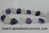 CNG3006 15*20mm - 22*30mm nuggets amethyst & white crystal beads