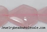 CNG301 15.5 inches 25*35mm faceted nuggets rose quartz beads