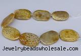 CNG3074 15.5 inches 30*45mm - 35*50mm freeform chrysanthemum agate beads