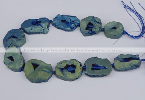 CNG3092 15.5 inches 25*30mm - 35*50mm freeform plated druzy agate beads