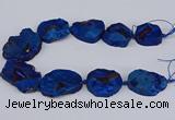 CNG3093 15.5 inches 25*30mm - 35*50mm freeform plated druzy agate beads