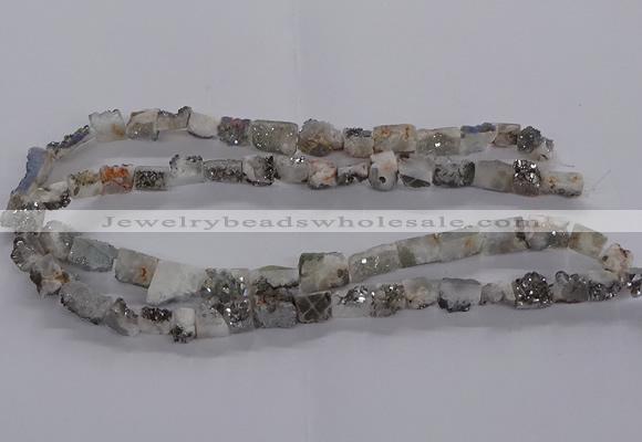 CNG3152 15.5 inche 8*15mm - 11*20mm freeform plated druzy agate beads