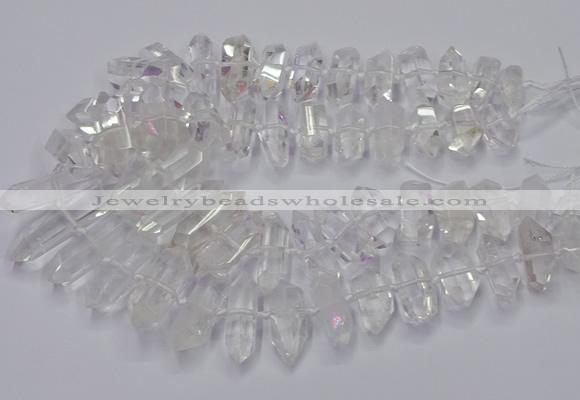 CNG3200 10*25mm - 12*45mm faceted nuggets white crystal beads