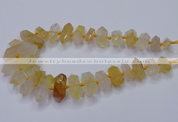 CNG3205 10*25mm - 12*45mm faceted nuggets yellow quartz beads