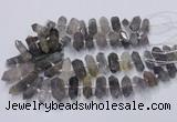 CNG3206 15.5 inches 10*25mm - 12*45mm faceted nuggets cloudy quartz beads