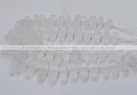 CNG3208 10*25mm - 12*45mm faceted nuggets matte white crystal beads