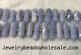 CNG3212 10*25mm - 12*45mm faceted nuggets blue lace agate beads