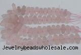 CNG3216 10*25mm - 12*50mm faceted nuggets rose quartz beads