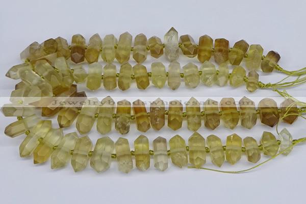 CNG3220 15.5 inches 10*20mm - 12*40mm faceted nuggets lemon quartz beads