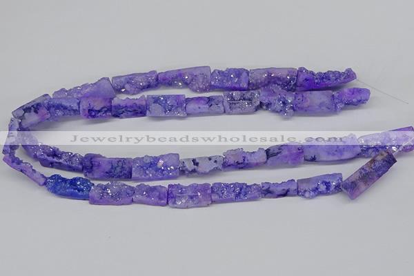 CNG3251 15.5 inches 8*15mm - 11*20mm freeform plated druzy agate beads