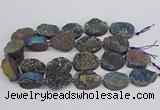 CNG3276 22*30mm - 30*40mm freeform plated druzy agate beads