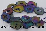 CNG3297 40*45mm - 45*55mm freeform plated druzy agate beads