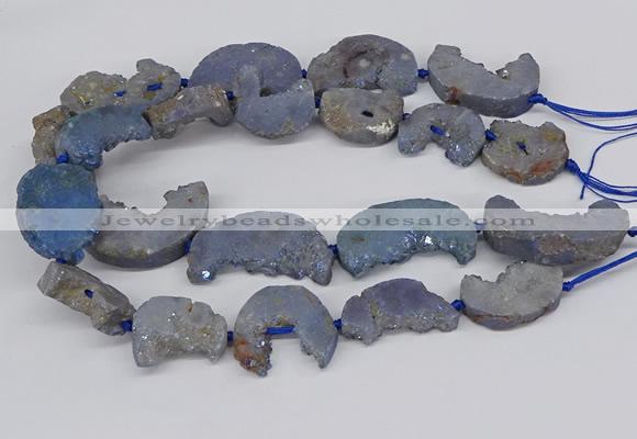 CNG3309 20*30mm - 30*45mm freeform plated druzy agate beads