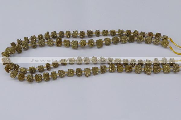 CNG3325 15.5 inches 4*6mm - 8*10mm nuggets plated druzy agate beads