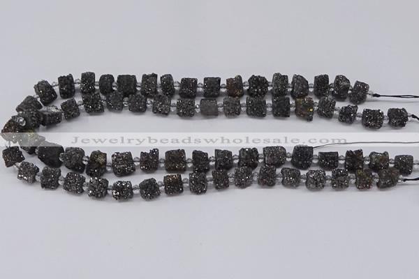 CNG3342 15.5 inches 6*8mm - 10*14mm nuggets plated druzy agate beads