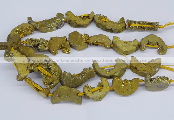 CNG3379 20*30mm - 30*45mm freeform plated druzy agate beads