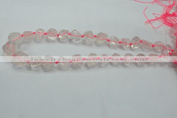 CNG339 15.5 inches 8*10mm - 15*18mm faceted nuggets rose quartz beads