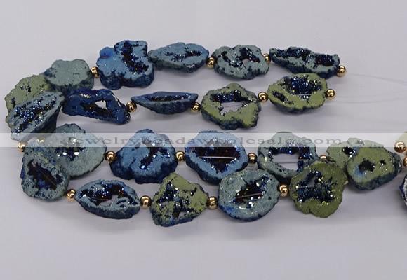 CNG3418 15.5 inches 18*25mm - 30*35mm freeform plated druzy agate beads