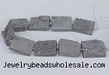 CNG3474 15.5 inches 30*40mm freeform plated druzy agate beads