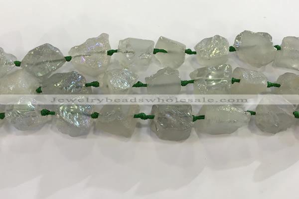 CNG3546 15*20mm - 20*25mm nuggets plated rough white crystal beads