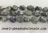 CNG3549 15*20mm - 20*25mm nuggets plated rough white crystal beads