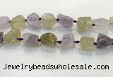 CNG3575 18*20mm - 25*30mm nuggets rough amethyst & lemon quartz beads